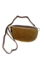 Sac Banane Bi-Matière Noir cuir– Fabrication Italienne: Taupe