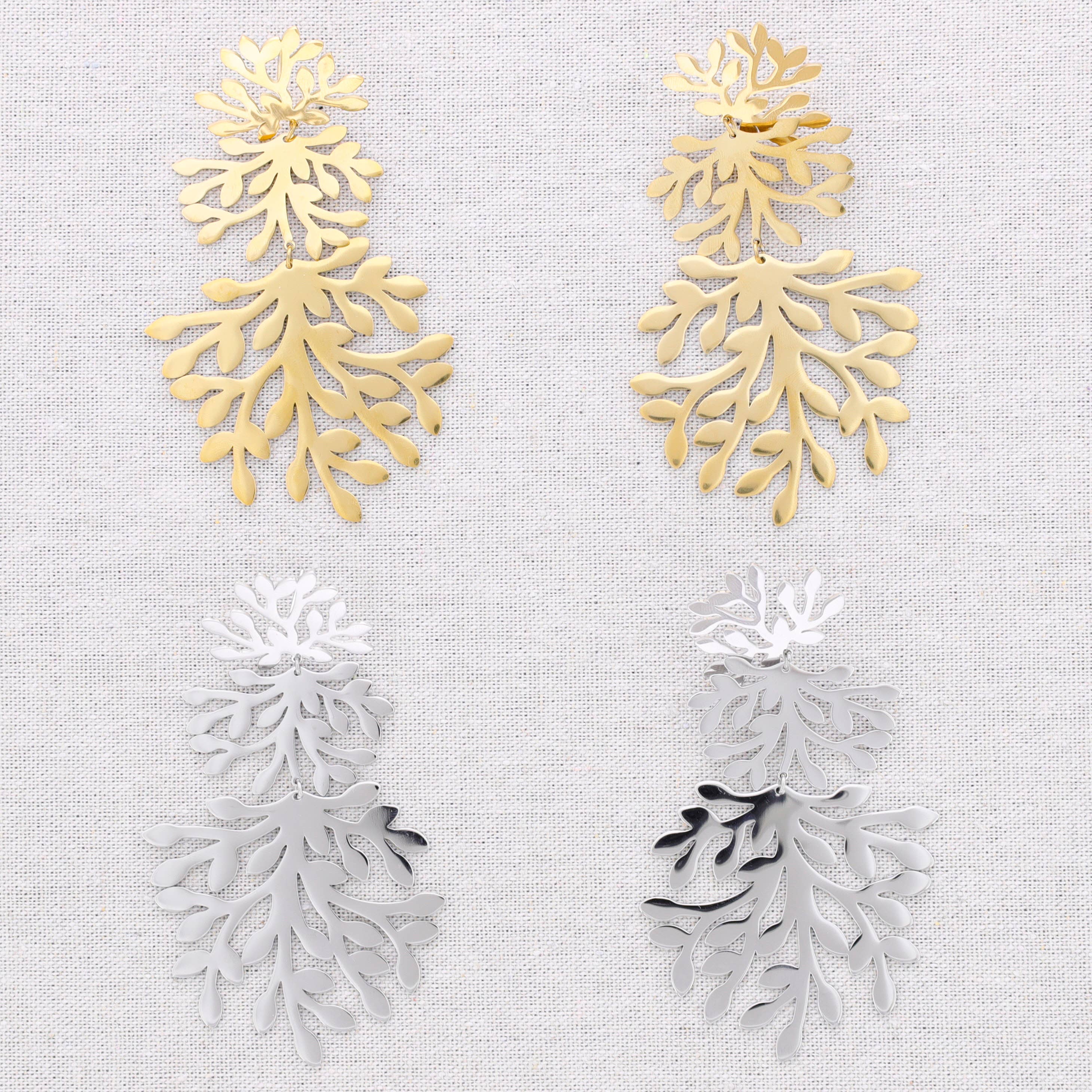 Boucles d'oreilles en acier pendentif coraux: Or