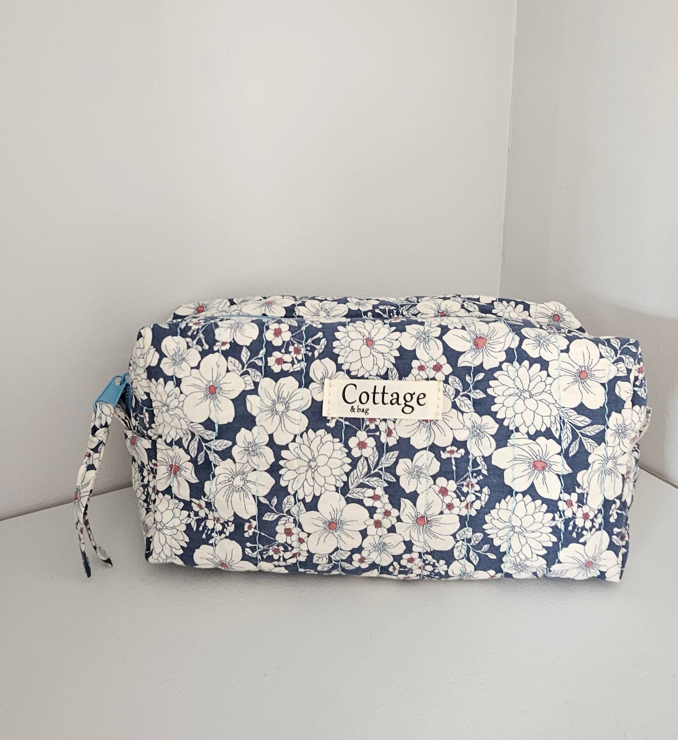 Trousse maquillage cube 100 % coton  : Flou rose