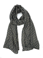 HH303140 Foulard imprimé motif géométrique avec dorure : Noir