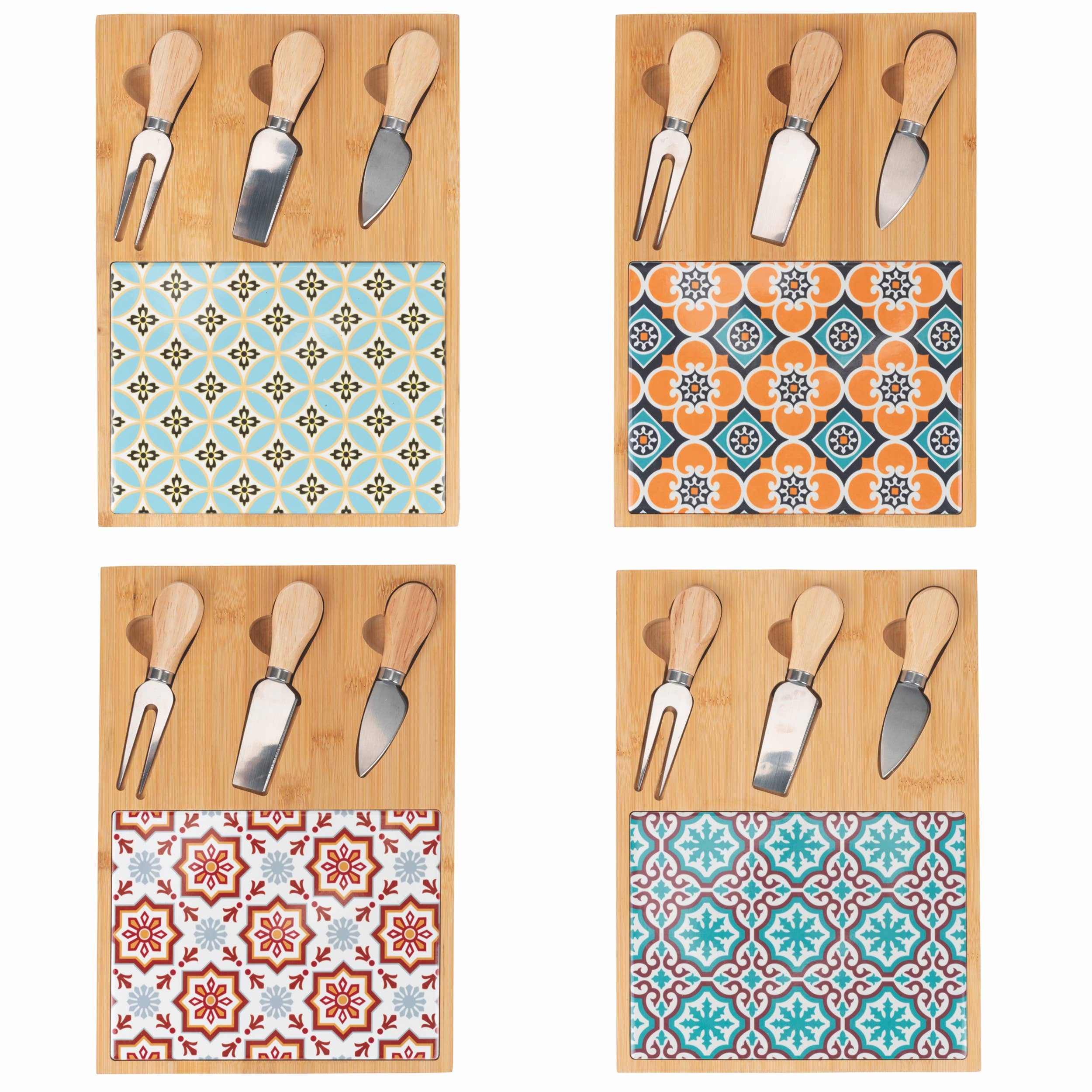 PLANCHE VALLADOLID 4ASS AVEC3 COUTEAUX À FROMAGE