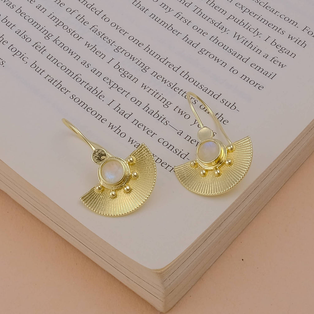 Boucles d'oreilles crochet pierre de naissance anti-ternissement en pierre de lune arc-en-ciel