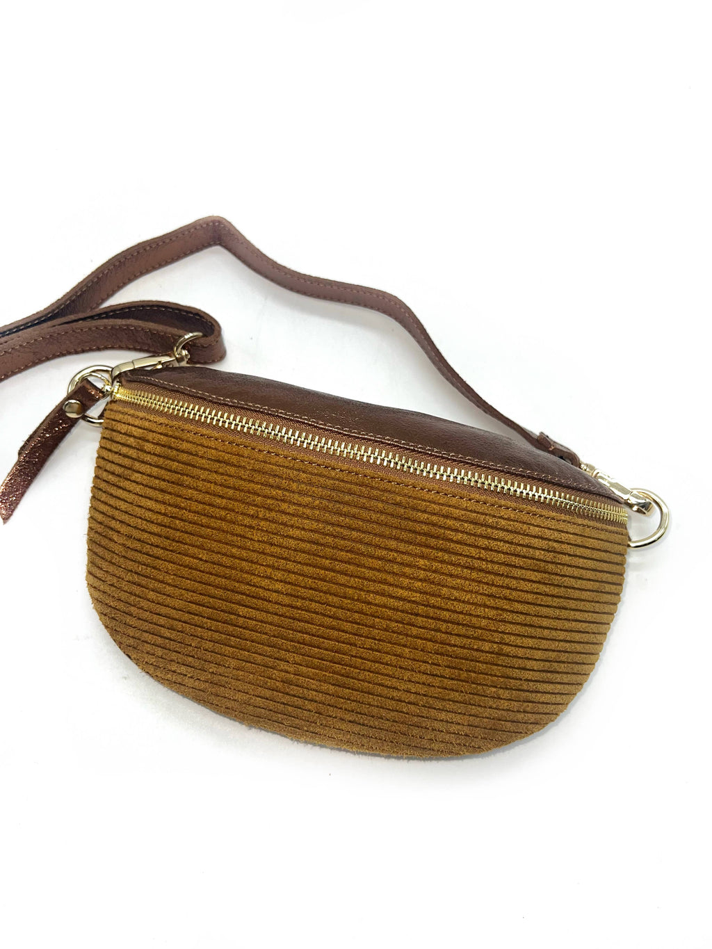 Sac Banane Bi-Matière Noir cuir– Fabrication Italienne: Taupe