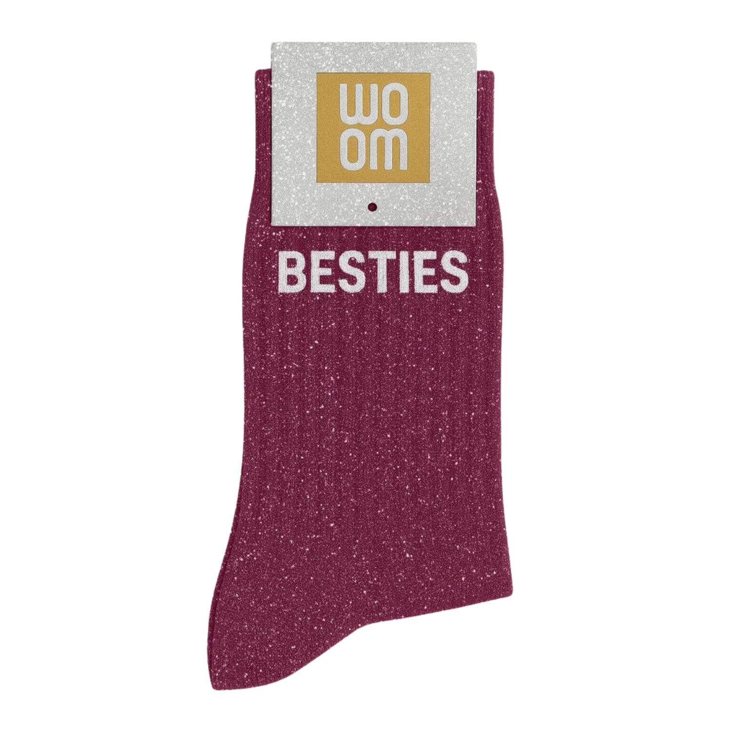 Chaussettes à Paillettes à Message "Besties" Violet