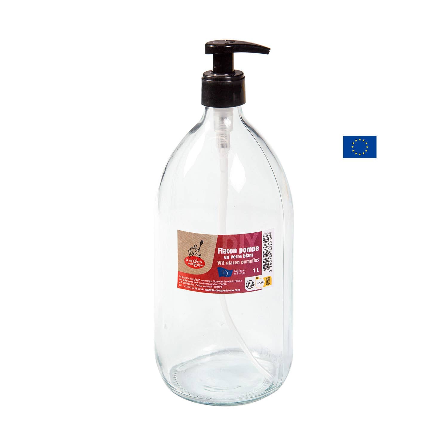 Flacon Pompe En Verre Blanc 1 L - La Droguerie