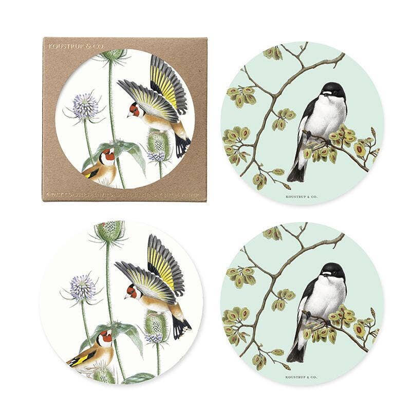 Sous-verres à 2 faces Birds, fabriqués en placage de hêtre en Europe