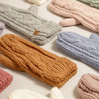 Gants d'hiver Mitaines en tricot torsadé avec doublure polaire: GRIS CLAIR / Taille unique