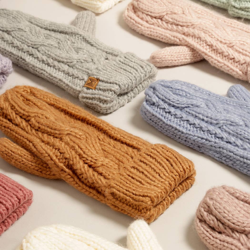 Gants d'hiver Mitaines en tricot torsadé avec doublure polaire: ROUGIR / Taille unique