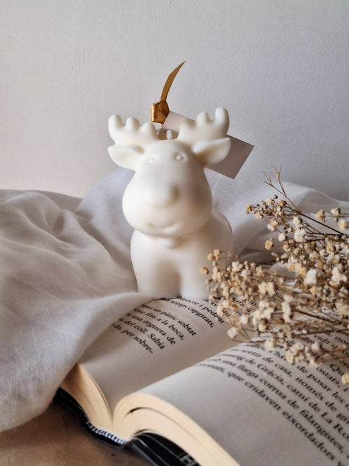 Bougie de Noël amusante en cire de soja Reindeer: Français / Bland
