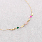 Collier Steel Stones Leaves: Rose