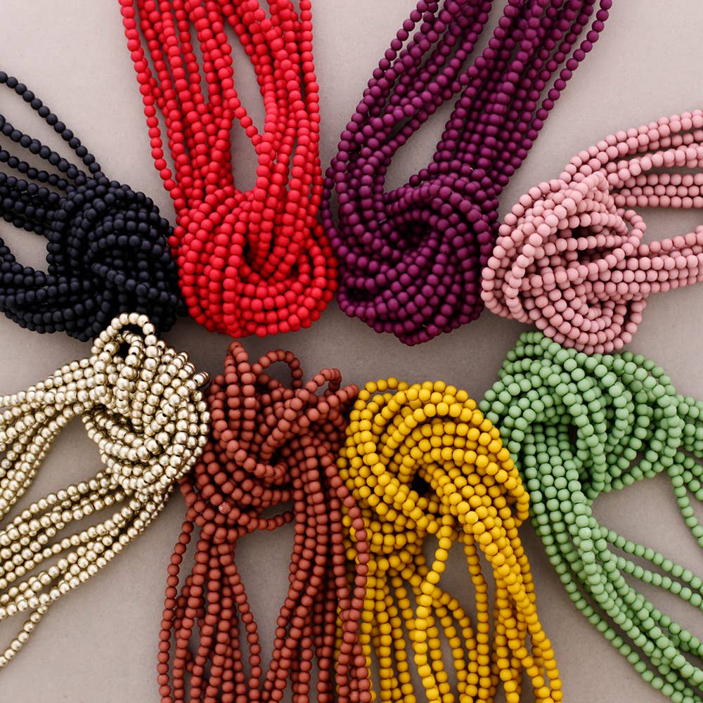 Collier Ras du Cou Nœud Perles Résine (B): Noir