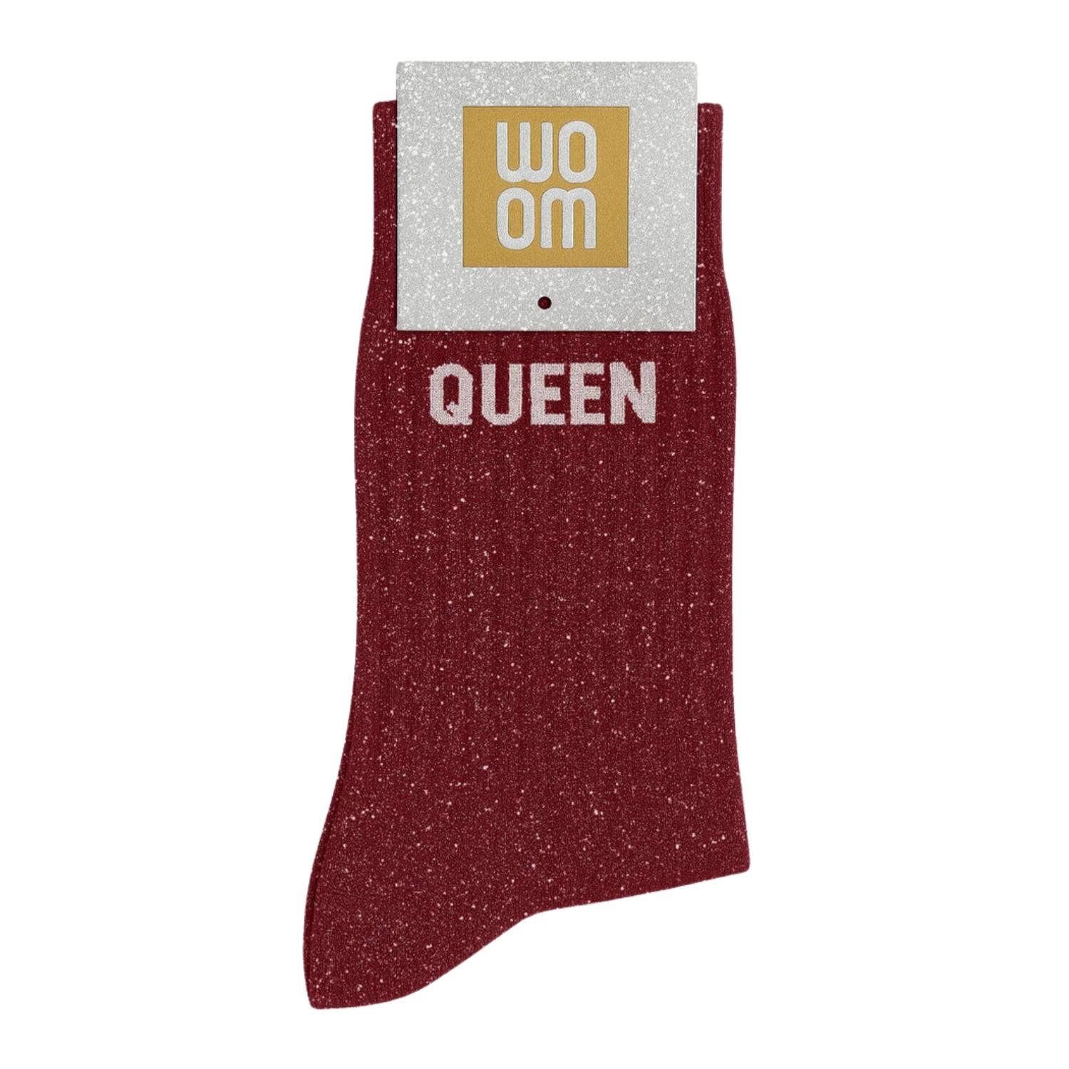 Chaussettes à Paillettes à Message "Queen" Cherry Pop