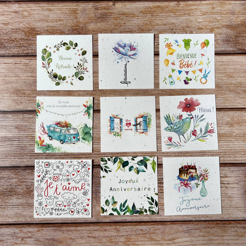 1x petite carte carré traditionnelle évènement vie