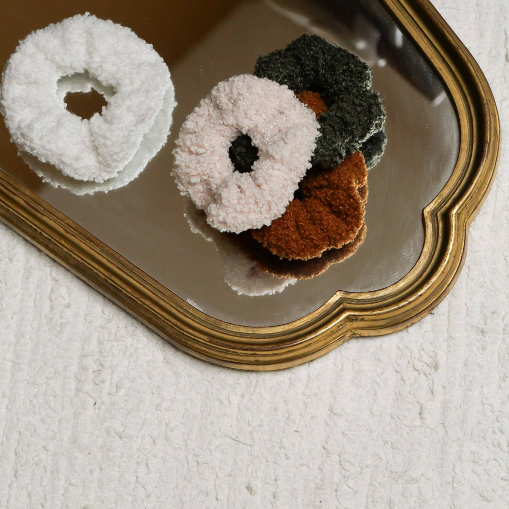 Lot de 2 chouchou sherpa: Camel & Beige