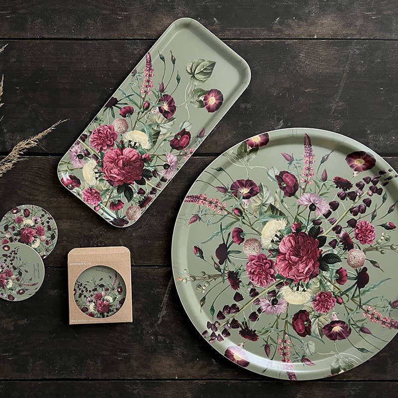 Plateau jardin de fleurs en fleurs 32x15 cm
