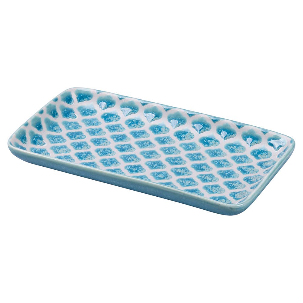 ENSEMBLE RÉACTIF 3 PLATEAUX RECTANGULAIRES BEIGE/GRIS/BLEU