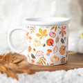 Mug imprimé feuilles d'automne et citrouilles d'automne