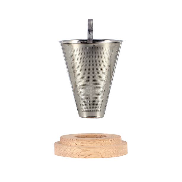 Infuseur à thé sven en acier inoxydable & couvercle en bois