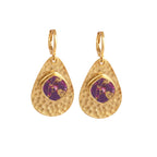 Boucles d'oreilles pendantes texturées plaquées or Mohave violettes faites à la main