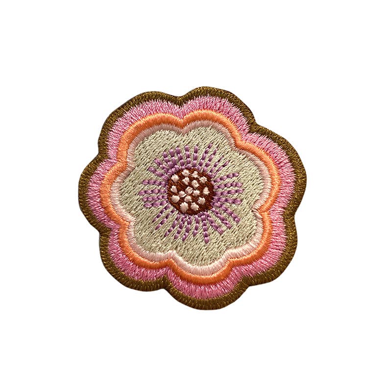 Patch brodé thermocollant motif Fleur Pop rose