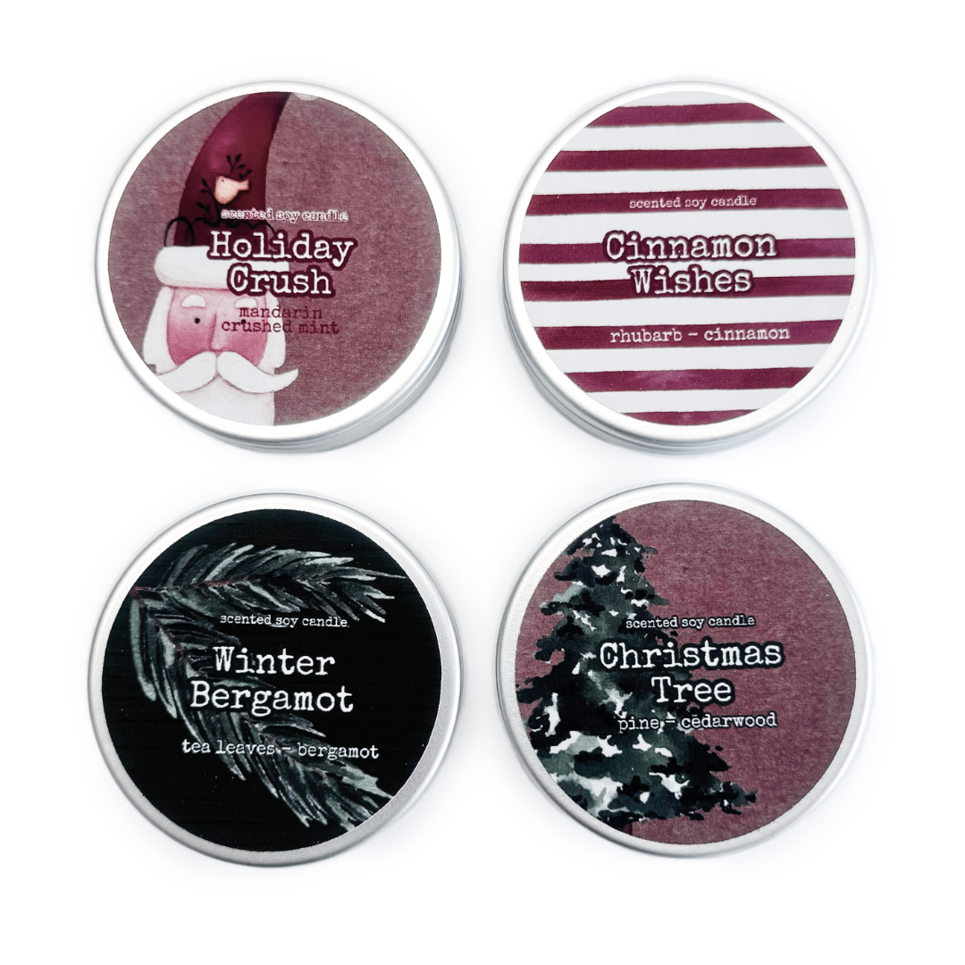 ENSEMBLE CADEAU DE BOUGIES PARFUMÉES EN CIRE DE SOJA DE NOËL: Crush de vacances