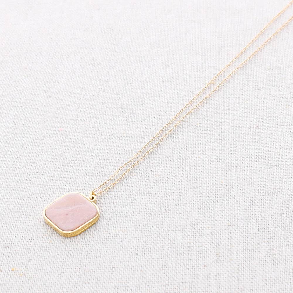 Collier en acier avec pendentif en pierre: Aigue-marine