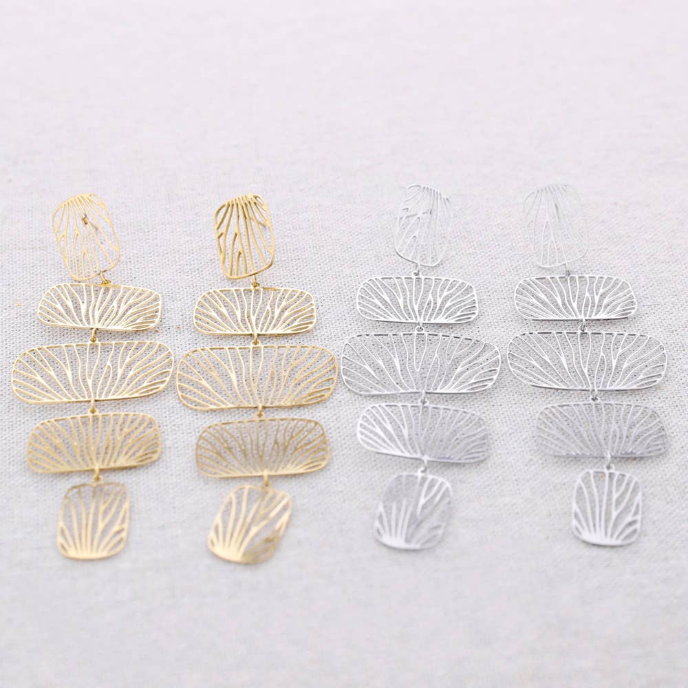 Boucles d'oreilles en acier filigrané de forme géométrique: Or