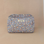 Trousse maquillage froufrou 100 % coton  : Léopard fleuri marron