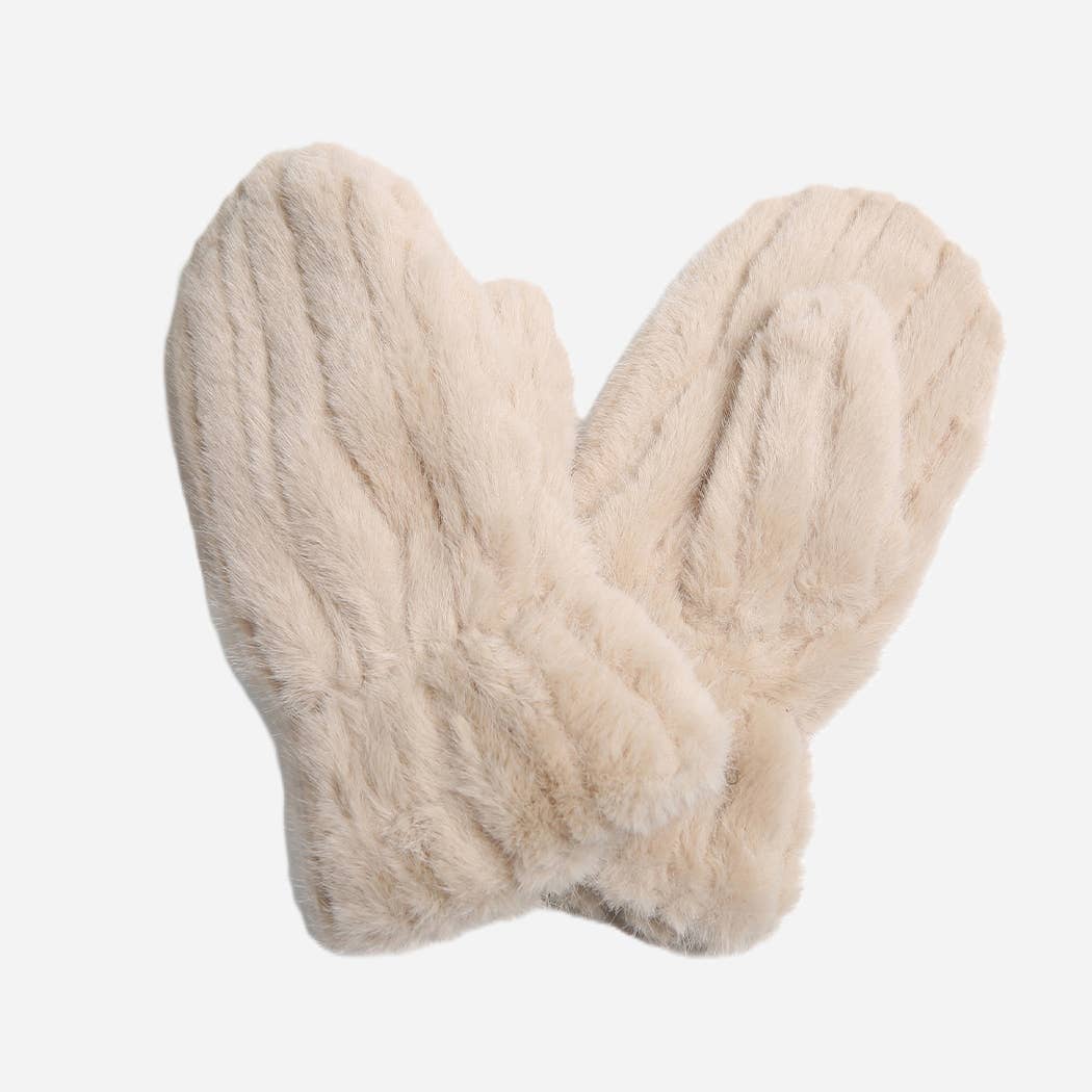 Moufles en fausse fourrure à coutures de couleur unie: 12 ASSORTED COLORS / ONE SIZE