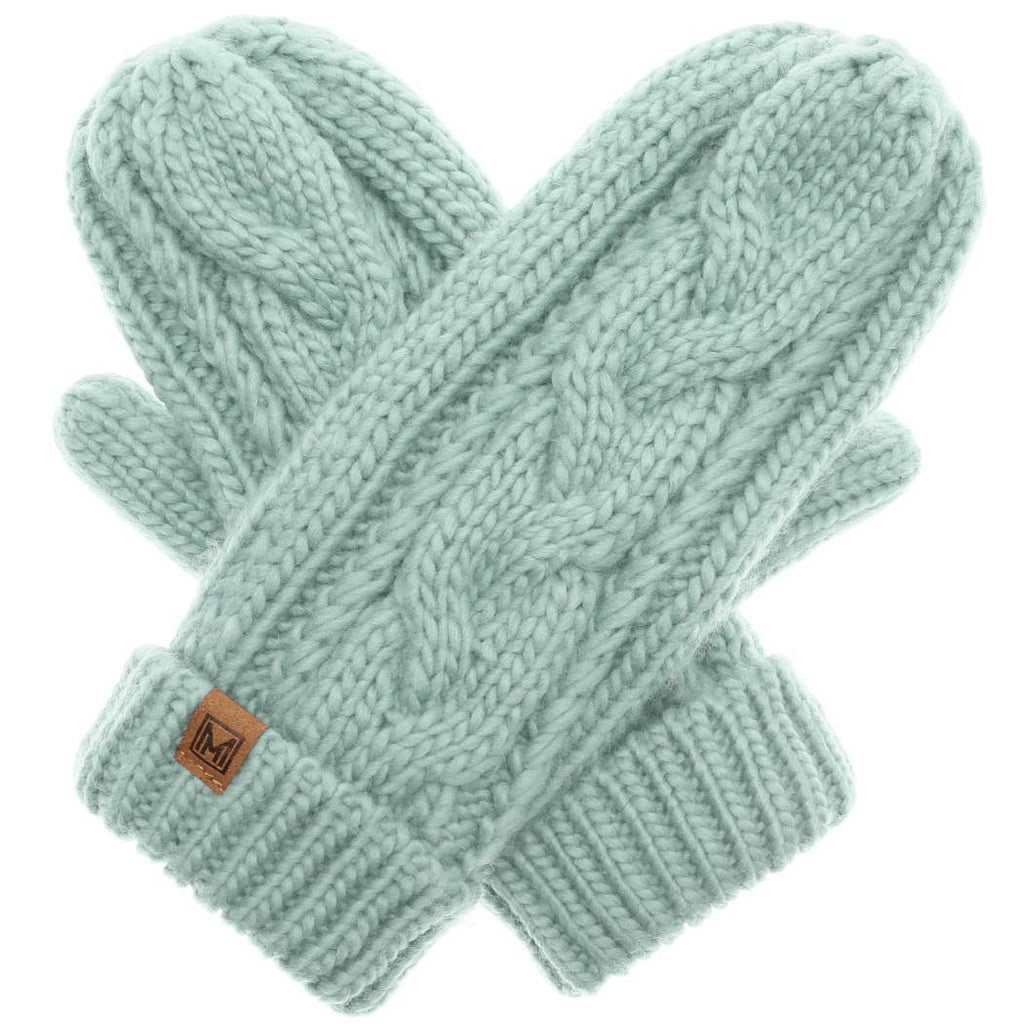 Gants d'hiver Mitaines en tricot torsadé avec doublure polaire: IVOIRE / Taille unique