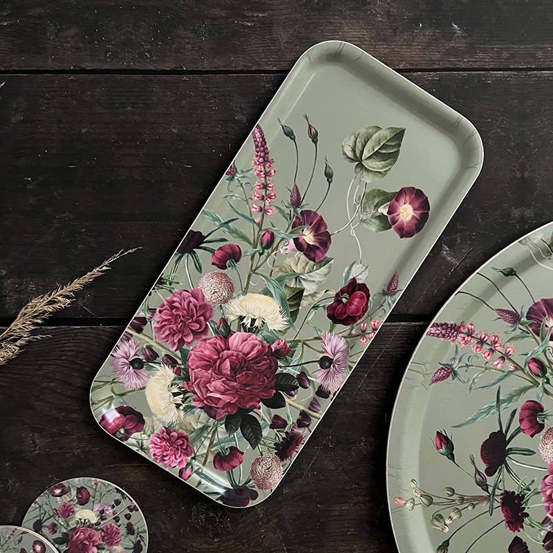 Plateau jardin de fleurs en fleurs 32x15 cm
