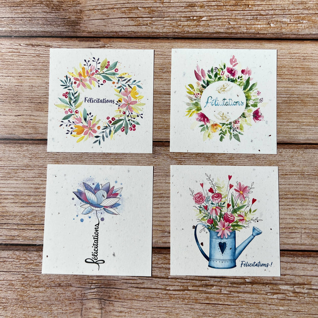 1 x petite carte carré traditionnelle félicitations