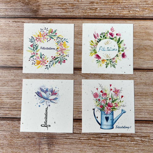 1 x petite carte carré traditionnelle félicitations