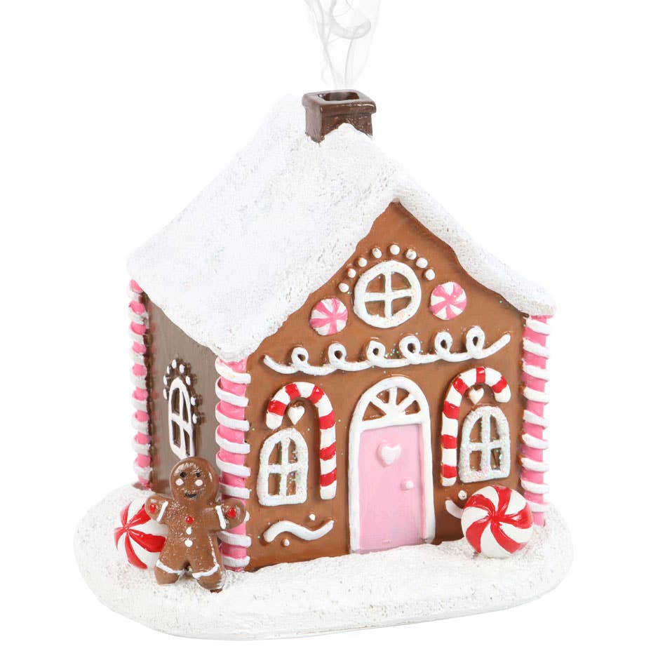 Brûleur d'encens de Noël Pink Gingerbread House
