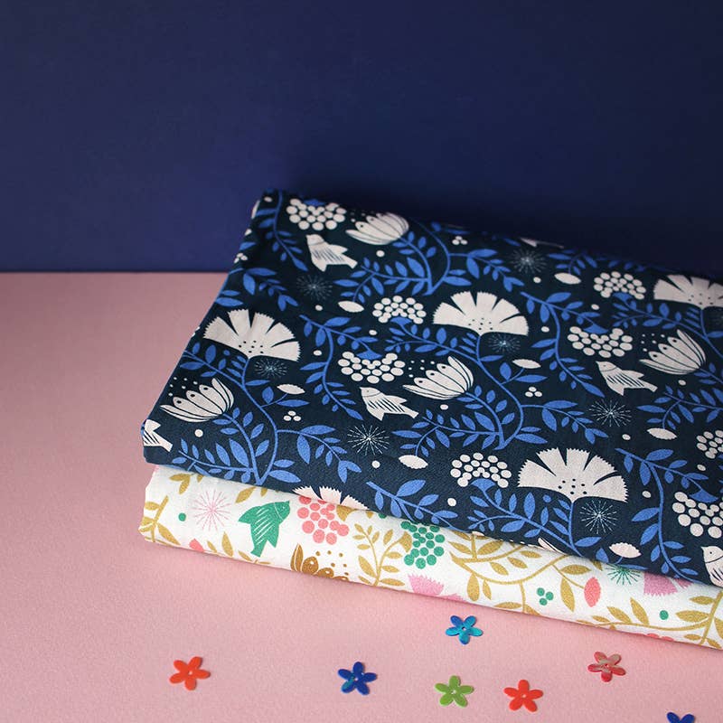 Coupon 50 cm motif Indian bird indigo