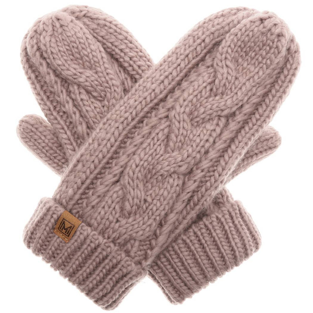 Gants d'hiver Mitaines en tricot torsadé avec doublure polaire: ROUGIR / Taille unique