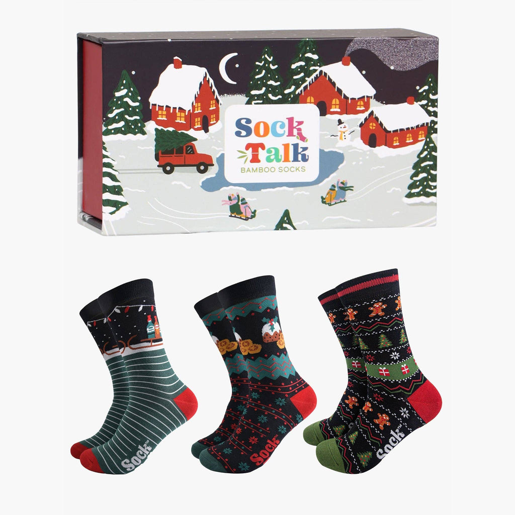 Coffret Cadeau de Chaussettes pour Hommes - Noir, Nourriture de Noël: UK 7-11 | EU 40.5 -46 | US 8-12