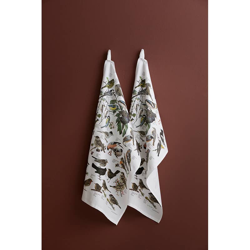 Torchon 100 % coton biologique Garden Birds - Fabriqué en Europe