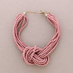 Collier Ras du Cou Nœud Perles Résine (B): Rouge