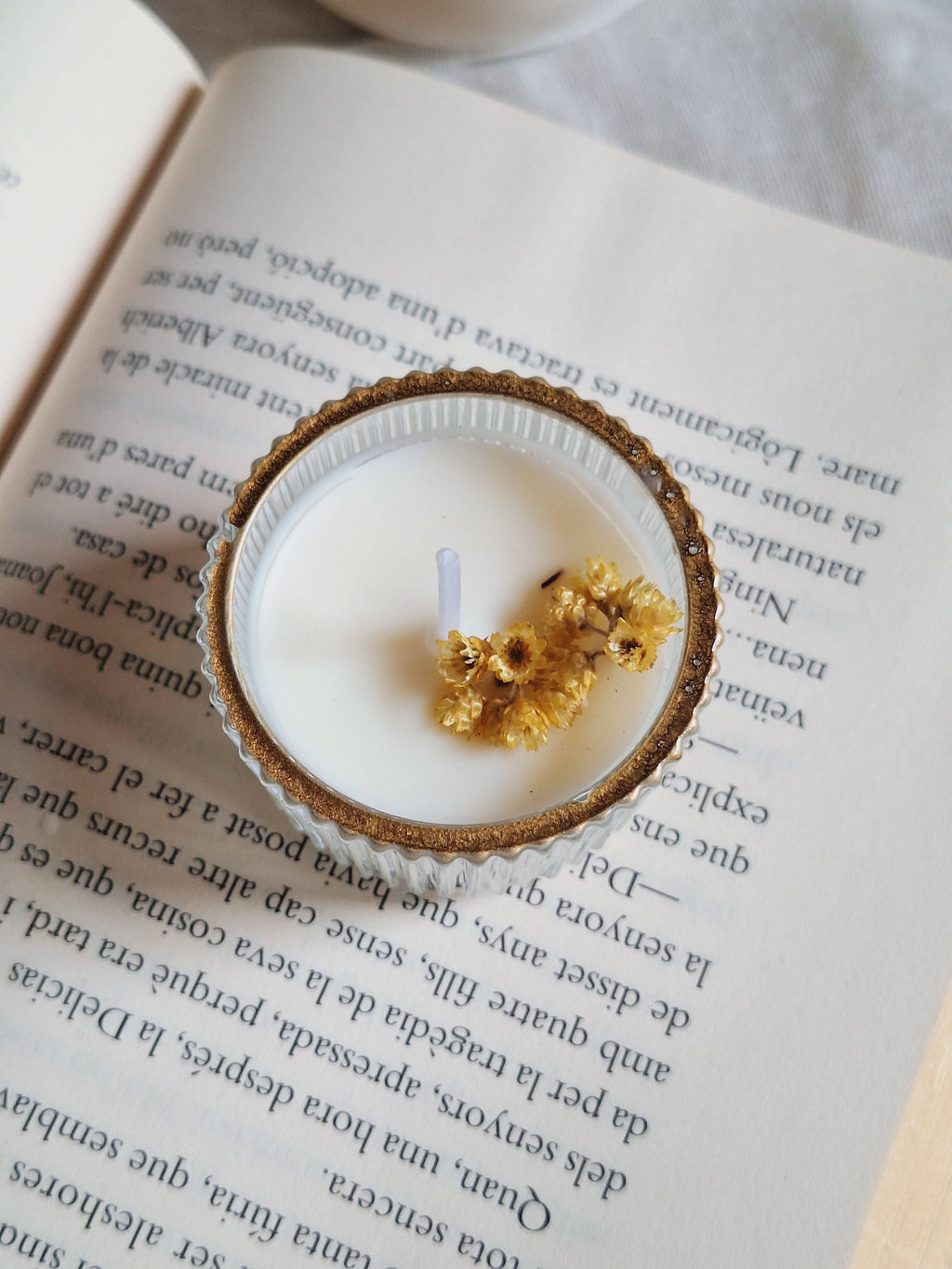 Bougie de soja dans un bocal en verre (mini) orange douce et sauge: Français