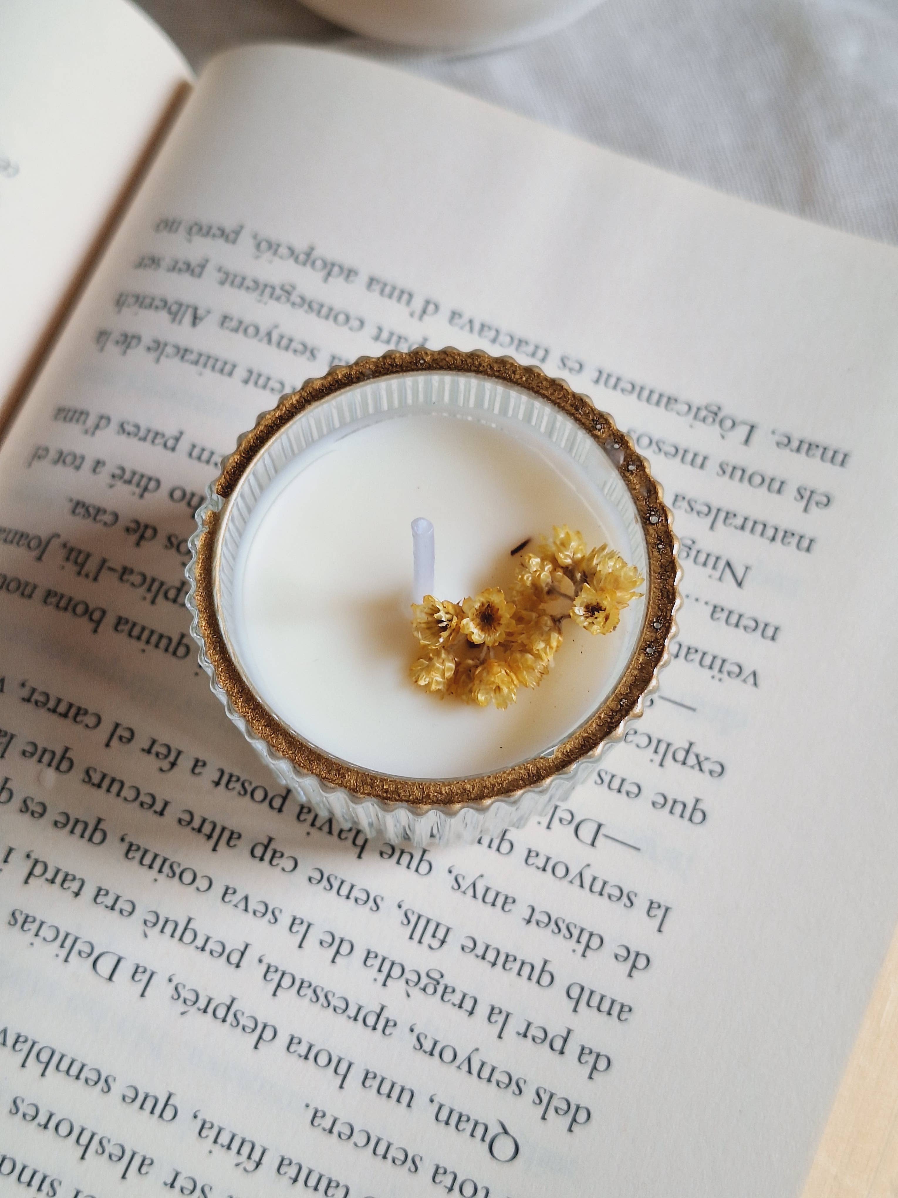 Bougie de soja dans un bocal en verre (mini) orange douce et sauge: Français