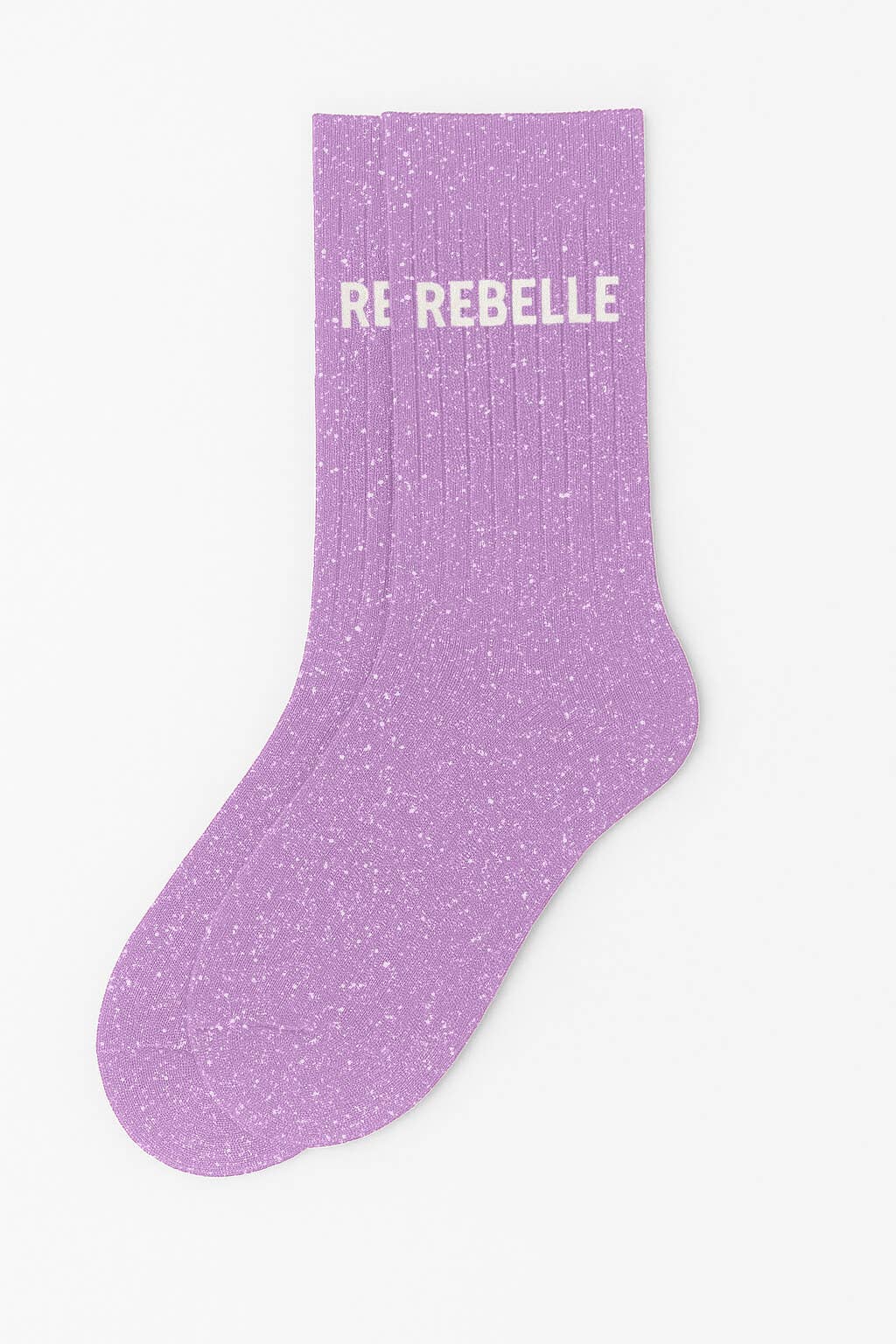 Chaussettes à Paillettes à Message "Rebelle" Mauve