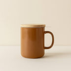 Tisanière Anna 350ml en grès noisette et couvercle en bois