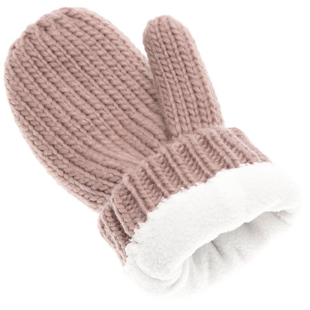 Gants d'hiver Mitaines en tricot torsadé avec doublure polaire: GRIS CLAIR / Taille unique