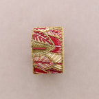 Bracelet ajustable, paillettes, feuilles: Fuchsia