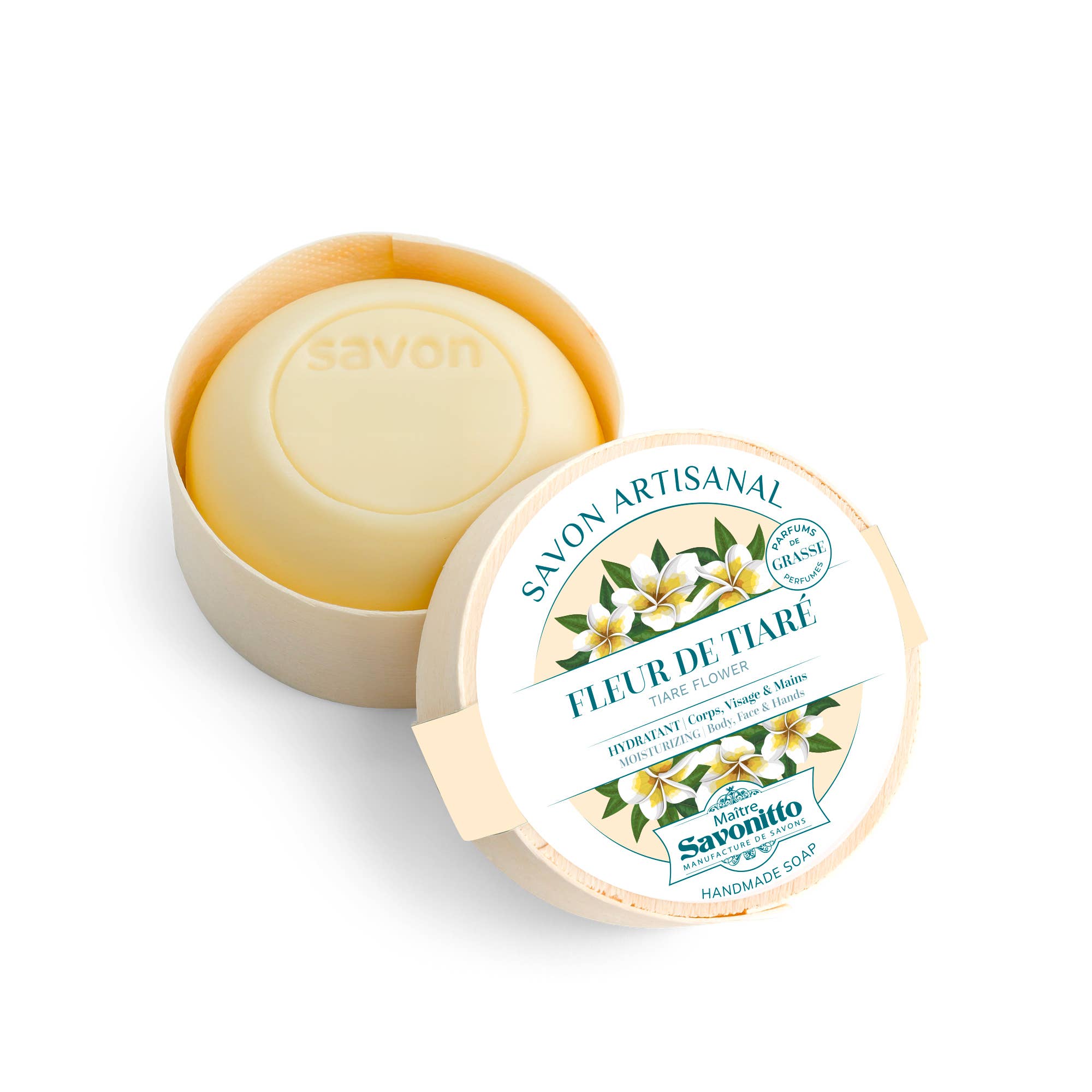  Savon Fleur de tiaré dans boite en bois 100g