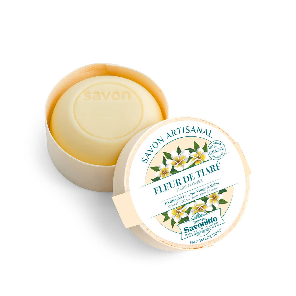  Savon Fleur de tiaré dans boite en bois 100g