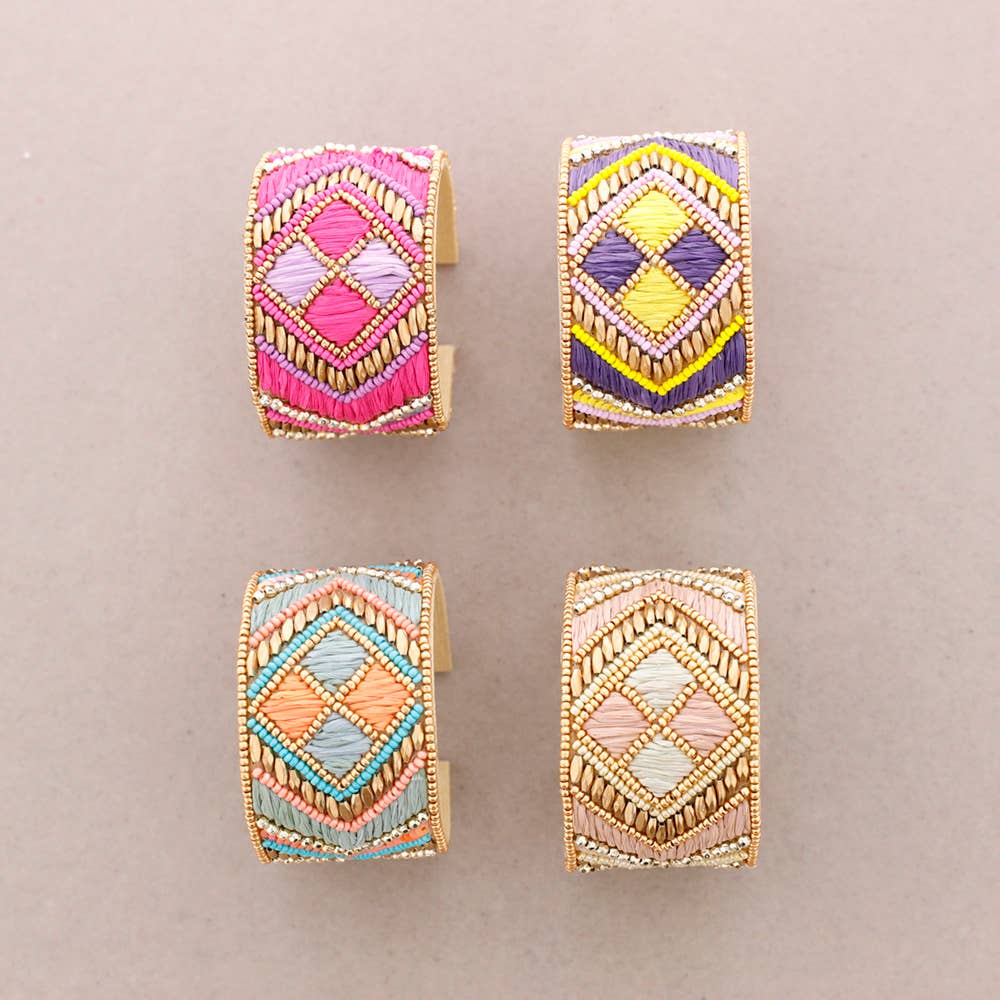 Bracelet ajustable en perles ethniques: Beige