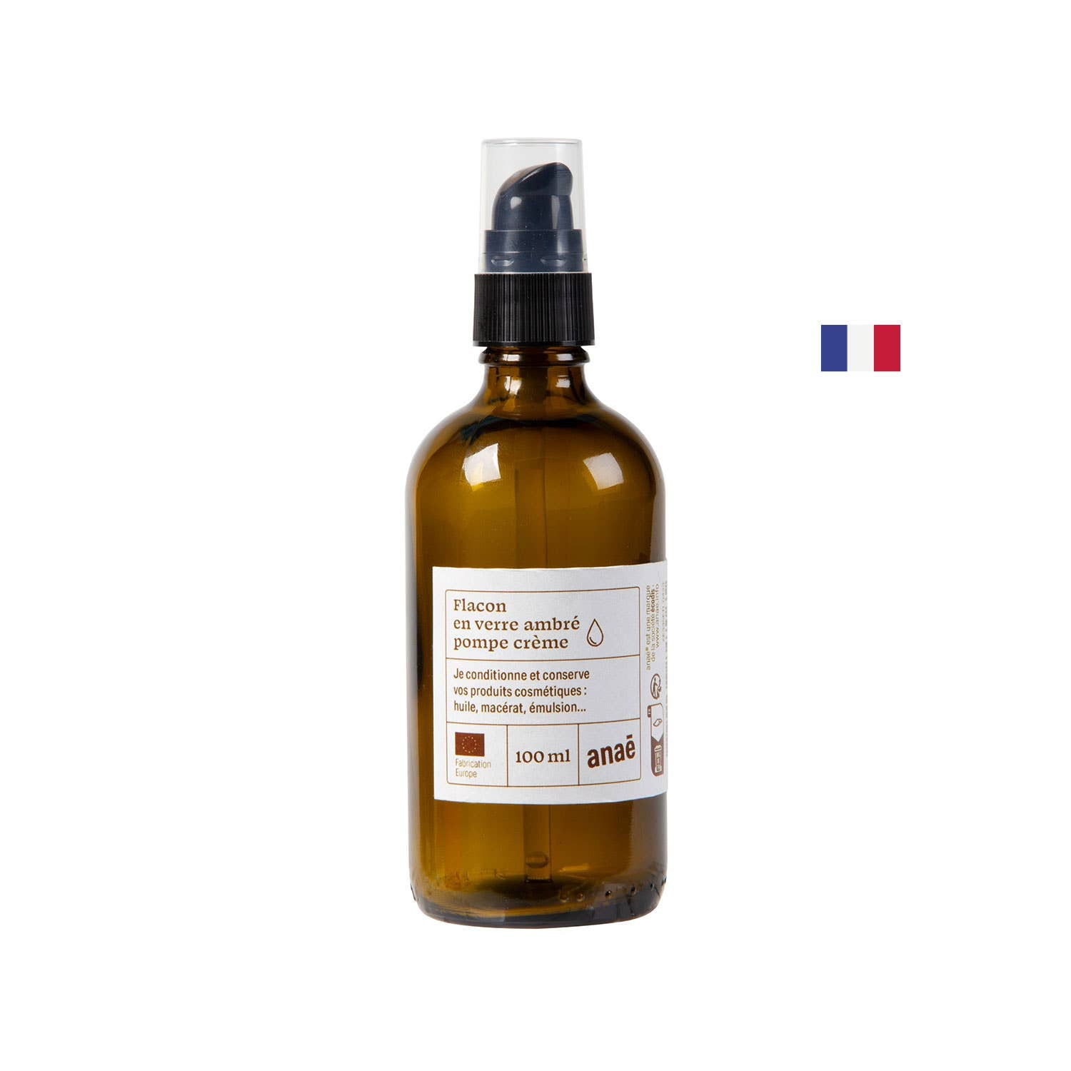Flacon pompe crème en verre ambré 100 ml