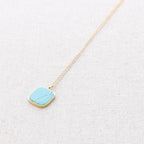 Collier en acier avec pendentif en pierre: Aigue-marine